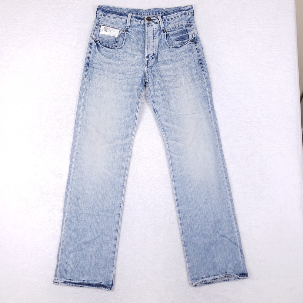 G-Star Raw 3301 Straight Leg Denim Jeans 28x32 Light Wash